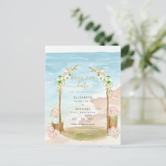 Carte Postale LeahG Beach Coastal Destination Enregistrer Date I (Debout devant)