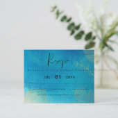 Carte Postale LeahG BUDGET Mariage Océan bleu aquarelle RSVP (Debout devant)