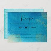Carte Postale LeahG BUDGET Mariage Océan bleu aquarelle RSVP (Devant / Derrière)