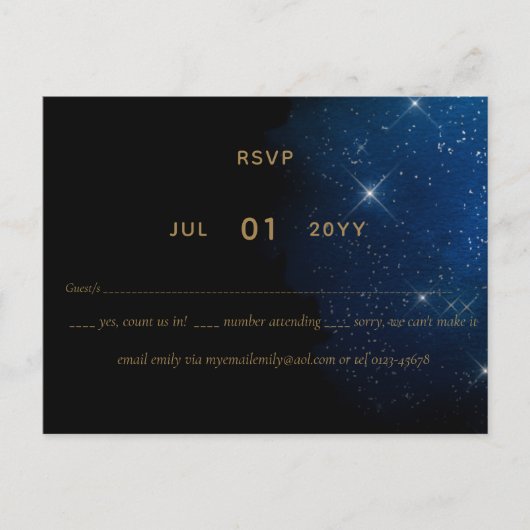 Carte Postale LeahG BUDGET Starry Night Wedding RSVP (Devant)