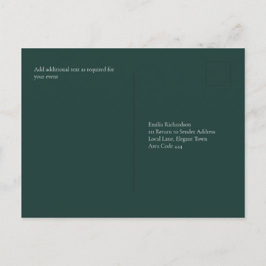 Carte Postale LeahG Eucalyptus Verdure Or MARIAGE CODE QR (Dos)