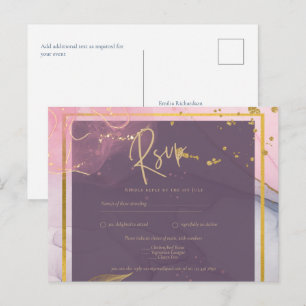 Carte Postale LeahG® Lavender INK Mauve Purple Mariage or