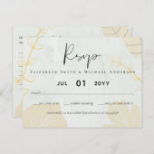 Carte Postale LeahG Mariage Budget Gold Grey Feuilles automnales (Devant / Derrière)