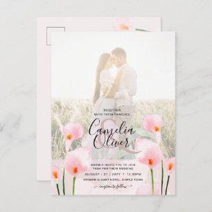 Carte Postale LeahG Rose Calla Lily PHOTO Overlay Mariage Invite
