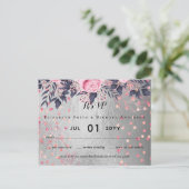 Carte Postale LeahG Silver Navy Rosegold PInk Floral Mariage (Debout devant)