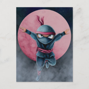 Carte Postale Leaping Ninja Red Moon