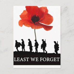 CARTE POSTALE LEAST WE FORGET SOLDIERS MARCHING