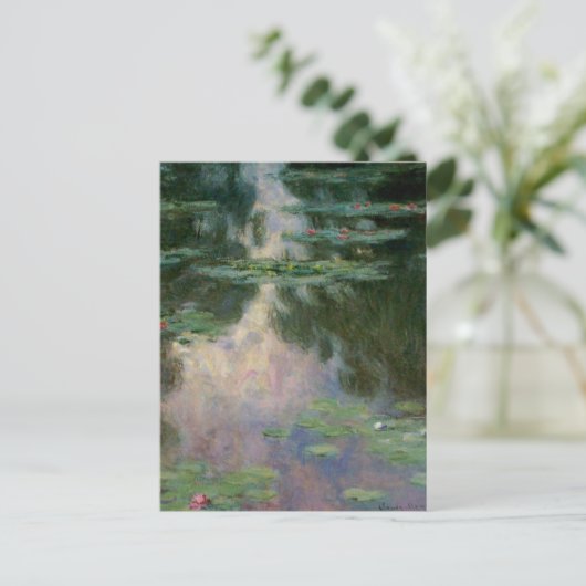 Carte Postale L'EAU MENSONNE EN ÉTANG VERT ROSE par Claude Monet (Debout devant)