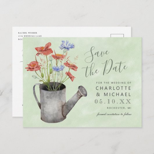 Carte Postale l'eau rustique fleur sauvage peut sauver la date p (Devant / Derrière)