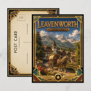 Carte Postale Leavenworth Washington Art déco vintage Âge d'or