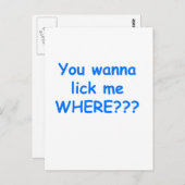 Carte Postale lèche-moi où bleu (Devant / Derrière)