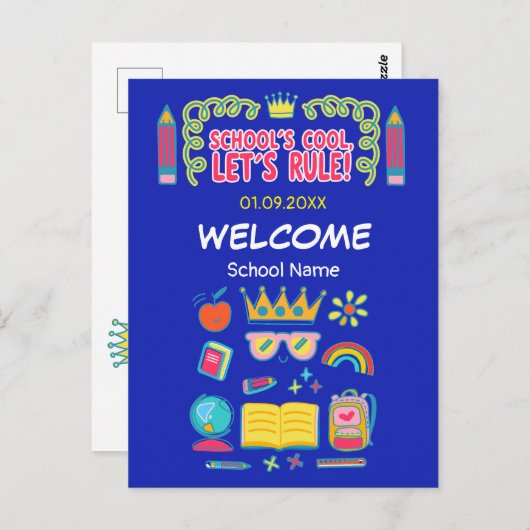 Carte Postale « L'école c'est cool, on va dominer » citations de (Devant / Derrière)