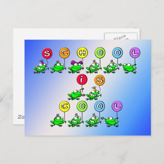 Carte Postale L'école est Cool - Grenouilles (Devant / Derrière)