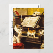 Leçon de piano Custom Vintage pour la mère chat et