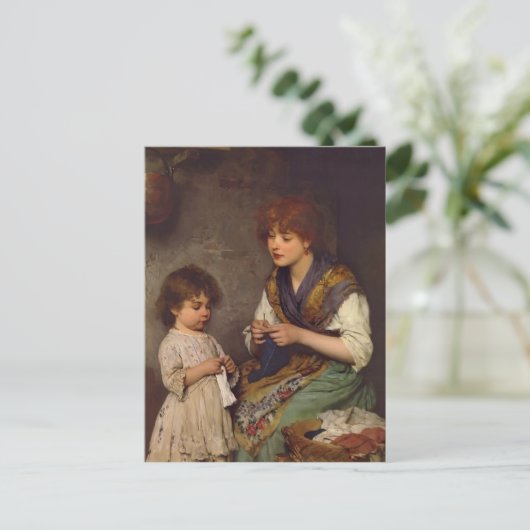 Carte Postale Leçon Tricot d'Eugene de Blaas (Debout devant)