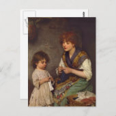 Carte Postale Leçon Tricot d'Eugene de Blaas (Devant / Derrière)