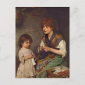 Carte Postale Leçon Tricot d'Eugene de Blaas (Devant)