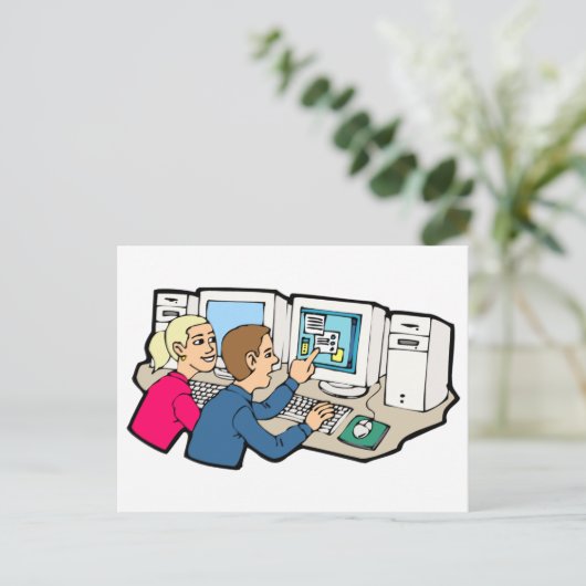 Carte Postale Leçons de classe d'ordinateur (Debout devant)