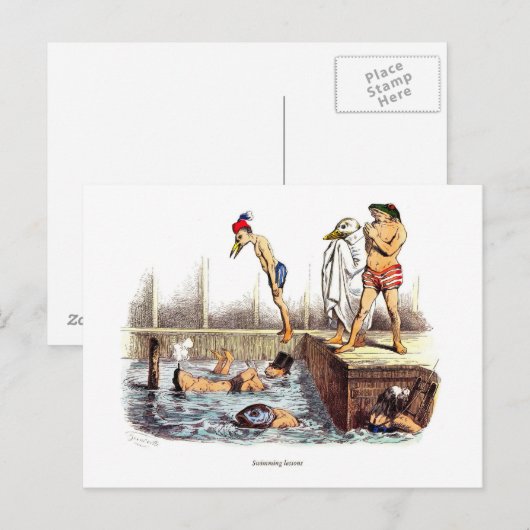 Carte Postale Leçons de natation (Devant / Derrière)