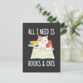 Carte Postale Lecteur de livre de chat Kitty accro à la littérat (Debout devant)