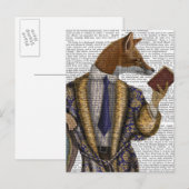 Carte Postale Lecteur de livre Fox (Devant / Derrière)