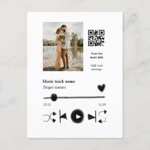 Carte Postale Lecteur de musique couple personnalisé code q r te