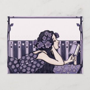 Carte Postale Lecteur vintage Art Nouveau