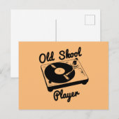 Carte Postale Lecteur Vinyle de Disque Tourne-Disque DJ Old Skoo (Devant / Derrière)