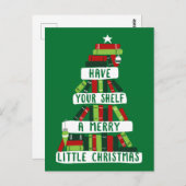 Carte Postale Lecteurs et amateurs de livres Arbre de Noël (Devant / Derrière)