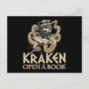 Carte Postale Lecture amusante Nouveau Cadeau Impression Kraken 