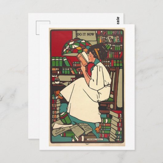 Carte Postale Lecture Art déco (Devant / Derrière)