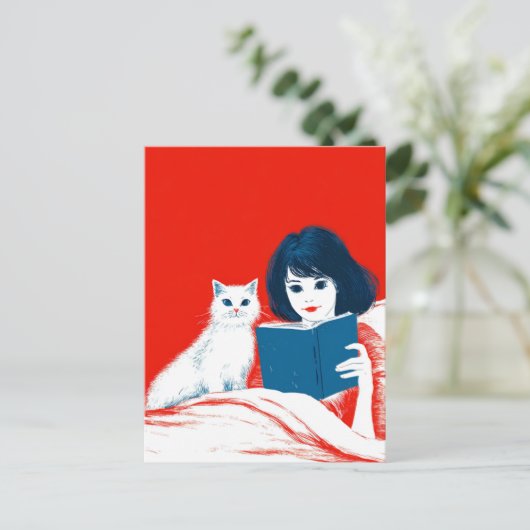 Carte Postale Lecture Avec Mon Chat (Debout devant)