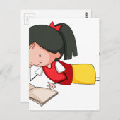 Carte Postale Lecture de fille (Devant / Derrière)