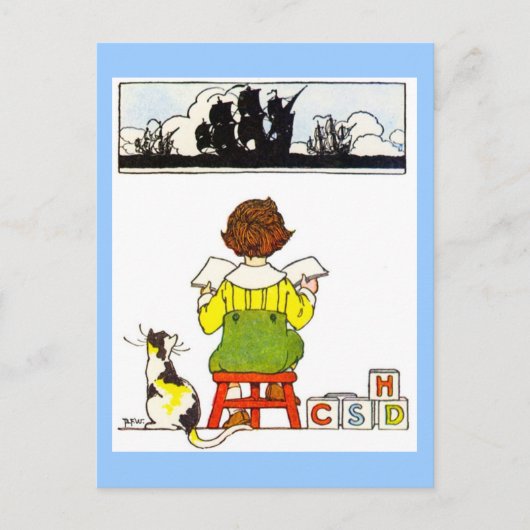 Carte Postale Lecture de garçon (Devant)