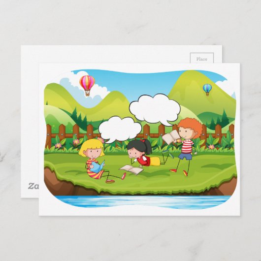 Carte Postale Lecture des enfants (Devant / Derrière)