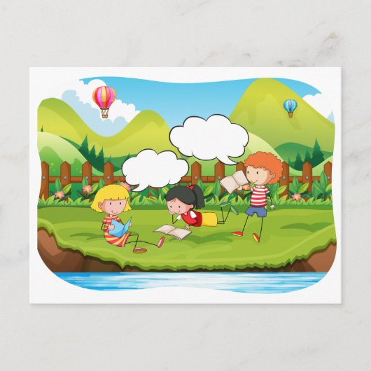 Carte Postale Lecture des enfants (Devant)