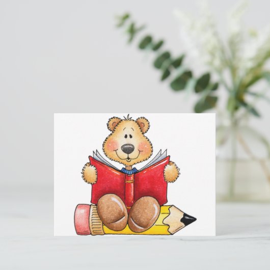 Carte Postale Lecture d'ours de nounours (Debout devant)