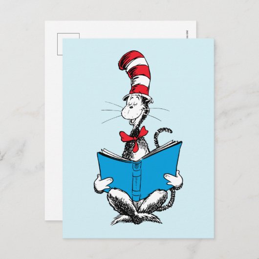 Carte Postale Lecture du Chat dans le Chapeau (Devant / Derrière)