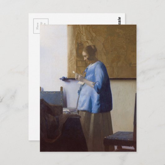 Carte Postale Lecture d'une lettre (Devant / Derrière)