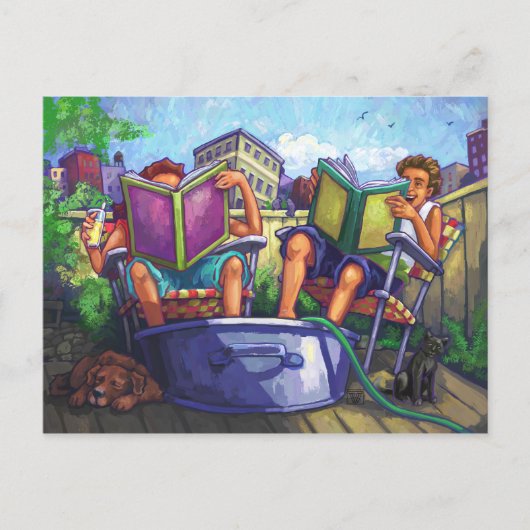 Carte Postale Lecture en été (Devant)