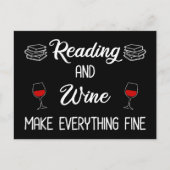 Carte Postale Lecture Et Vin Rendre Tout Beau (Devant)