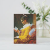 Carte Postale Lecture habillée en jaune (Debout devant)