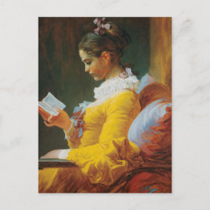 Carte Postale Lecture habillée en jaune