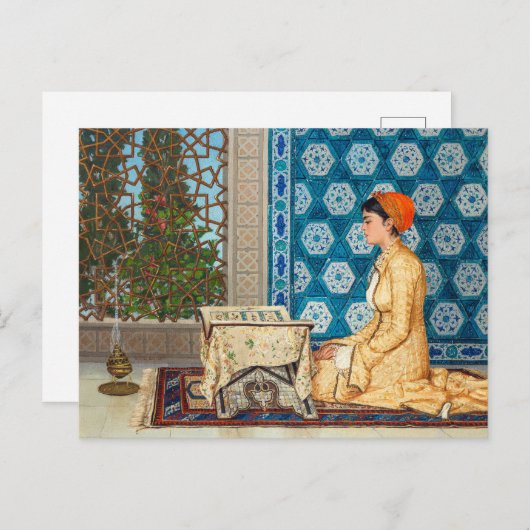 Carte Postale Lecture jeune femme | Osman Hamdi Bey | (Devant / Derrière)