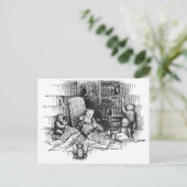 Carte Postale Lecture nounours dans la bibliothèque (Debout devant)