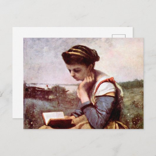 Carte Postale Lecture par Jean-Baptiste Camille Corot (Devant / Derrière)