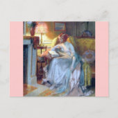 Carte Postale Lecture par la lampe peinture antique (Devant)