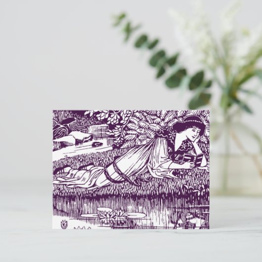 Carte Postale Lecture par un étang (Debout devant)