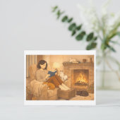 Carte Postale Lecture saisonnière : Hiver (Debout devant)