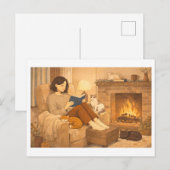 Carte Postale Lecture saisonnière : Hiver (Devant / Derrière)